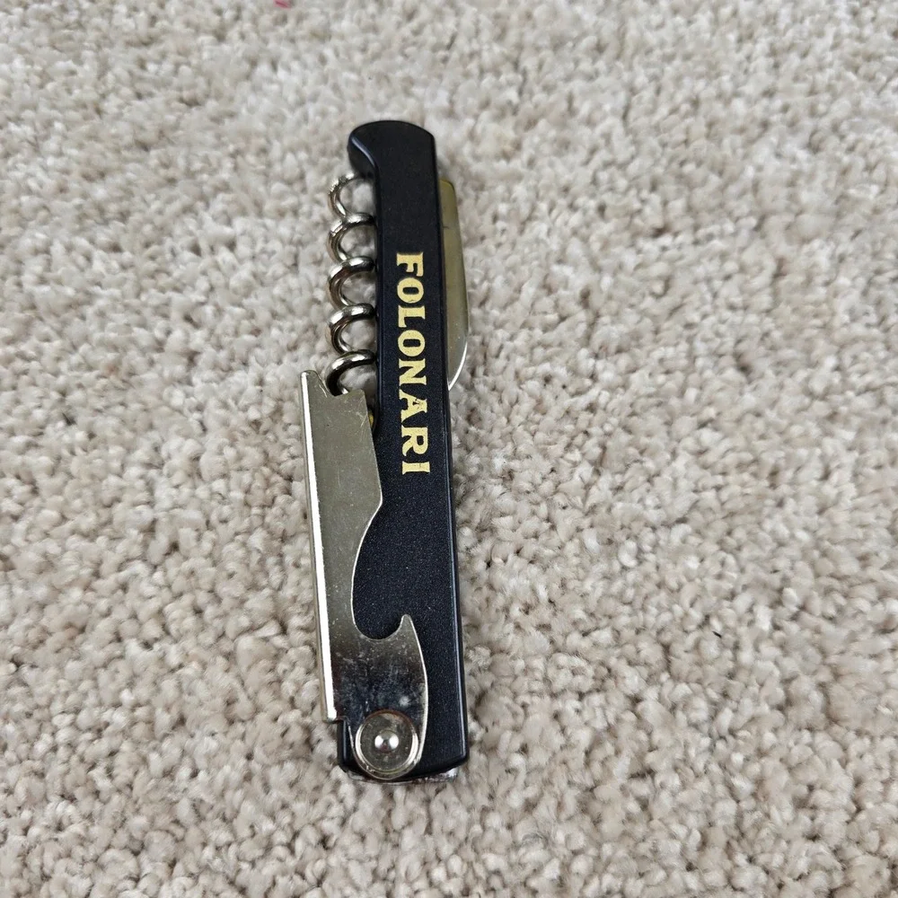Folonari Wine Opener Black Waiter's Corkscrew Inter-Maniago Italy Multi-Tool‎